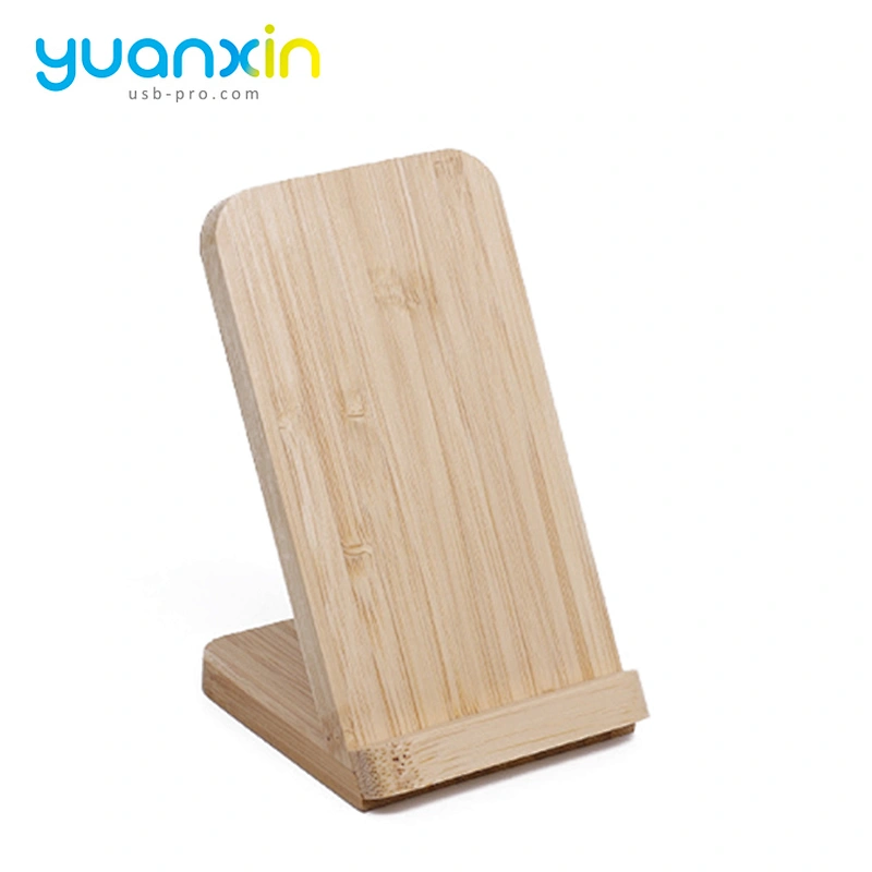 Eco Friendly Bamboo Desktop Wireless Charger with phone holder