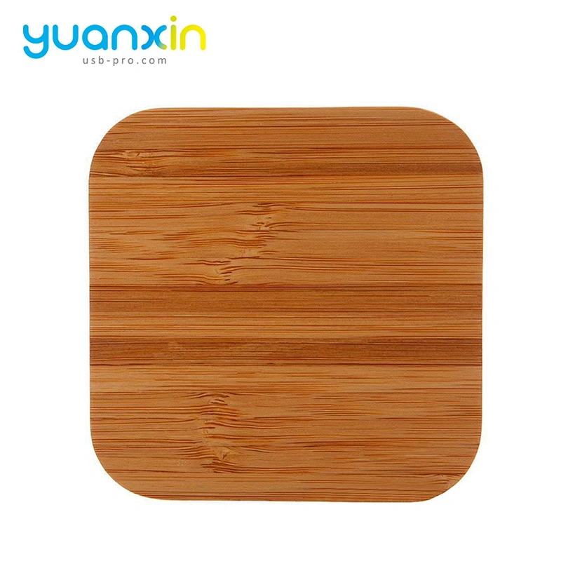 Eco Friendly Bamboo Square Desktop Wireless Charger