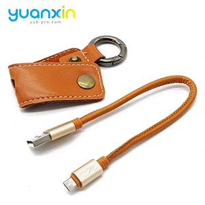 Micro PU leather keychain usb cable