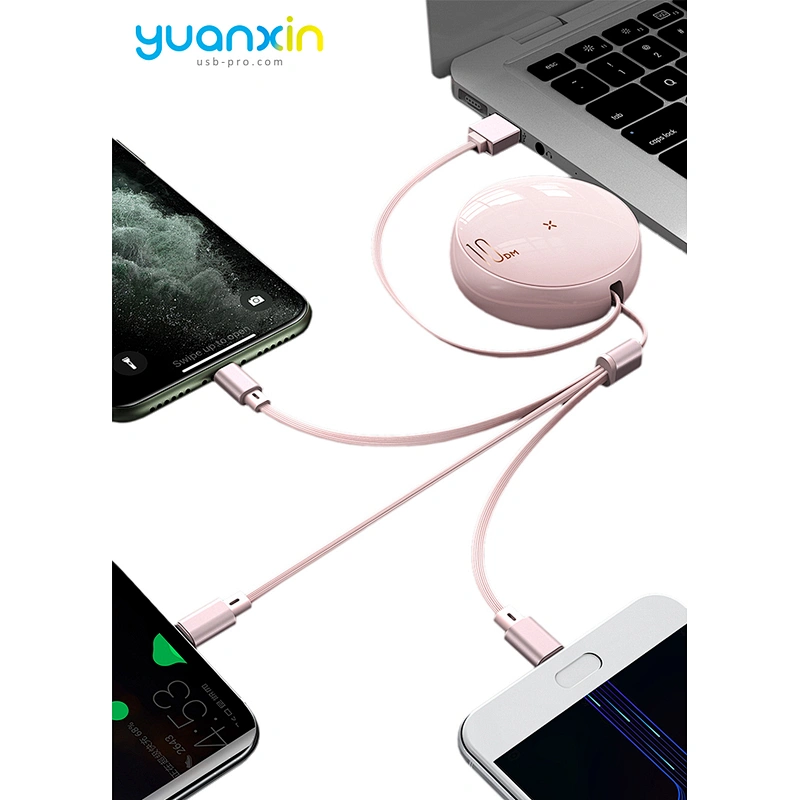 Round retract Charging Cable