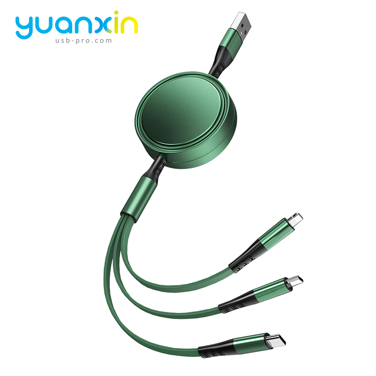 Round 3 in 1 retract Charging Cable