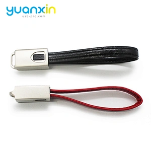 Micro PU leather keychain usb cable