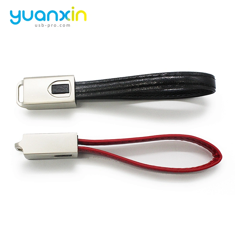 Micro PU leather keychain usb cable