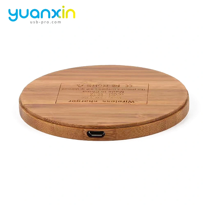 Eco Friendly Bamboo Round Desktop Wireless Charger