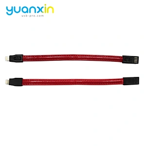 Micro PU leather keychain usb cable