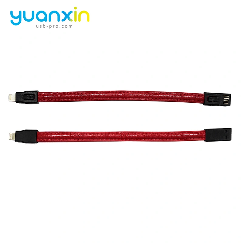 Micro PU leather keychain usb cable