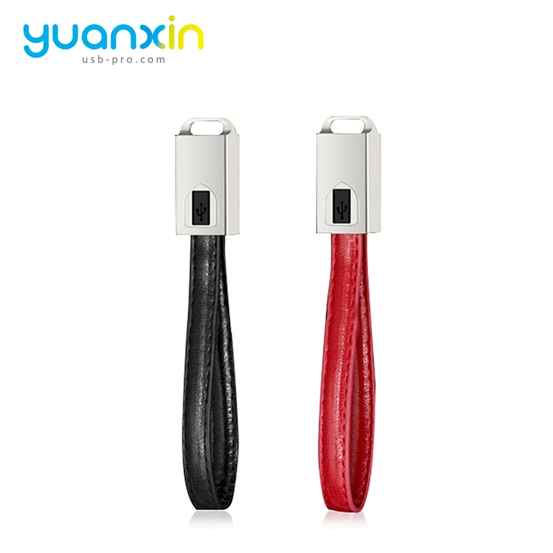 Micro PU leather keychain usb cable