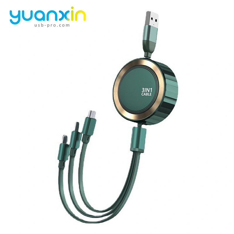 Round 3 in 1 retract Charging Cable