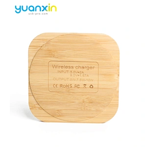Eco Friendly Bamboo Square Desktop Wireless Charger