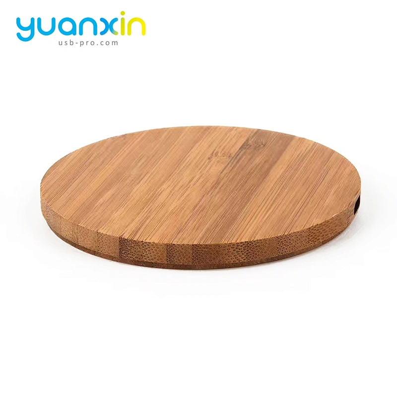 Eco Friendly Bamboo Round Desktop Wireless Charger