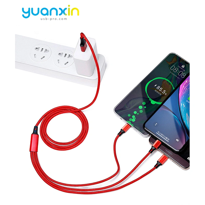 Custom 3 in 1 classic braided usb cabl