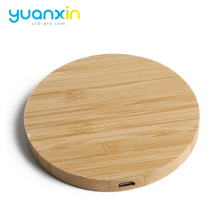 Eco Friendly Bamboo Round Desktop Wireless Charger
