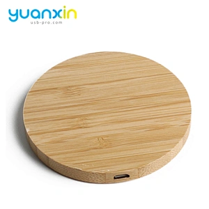 Eco Friendly Bamboo Round Desktop Wireless Charger