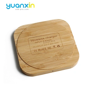 Eco Friendly Bamboo Square Desktop Wireless Charger