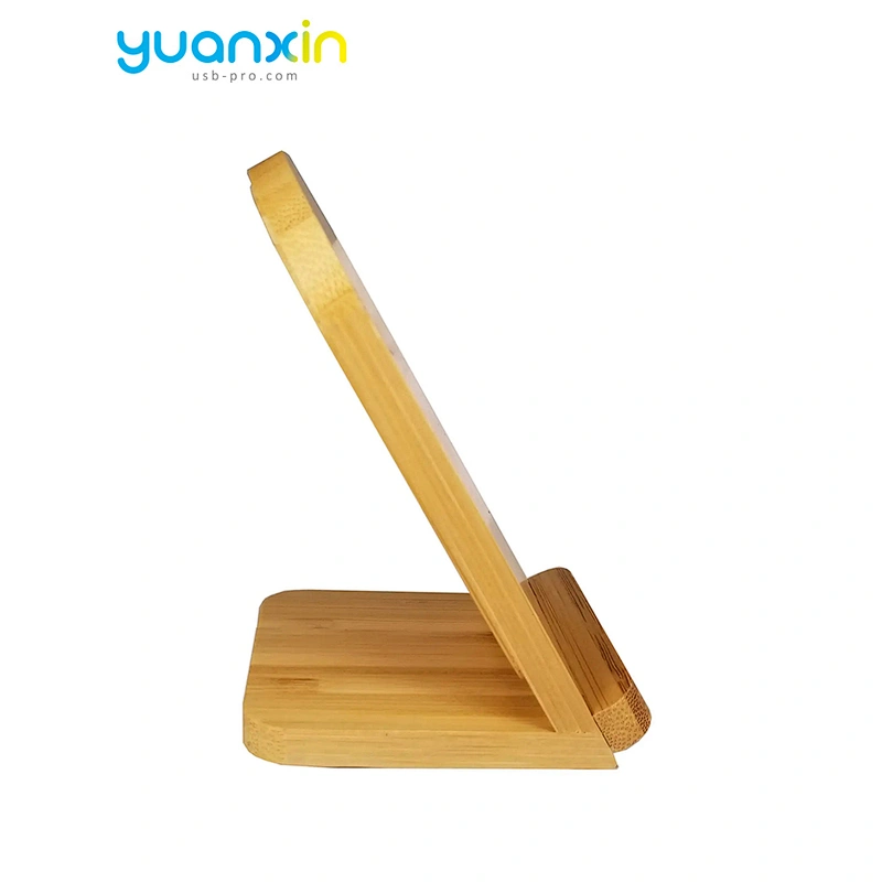 Eco Friendly Bamboo Desktop Wireless Charger with phone holder