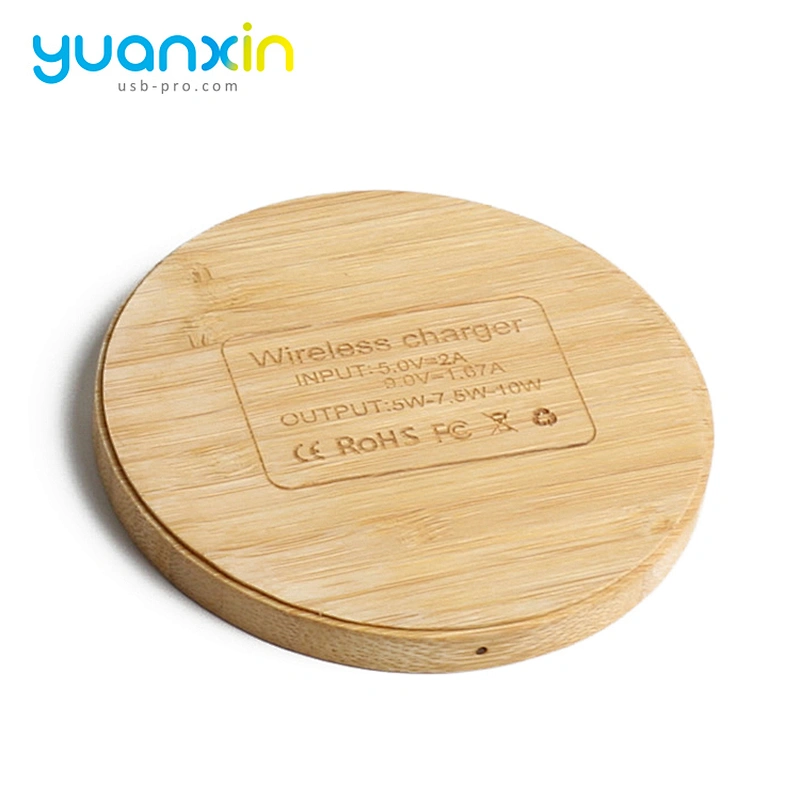 Eco Friendly Bamboo Round Desktop Wireless Charger