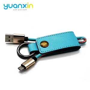 Micro PU leather keychain usb cable