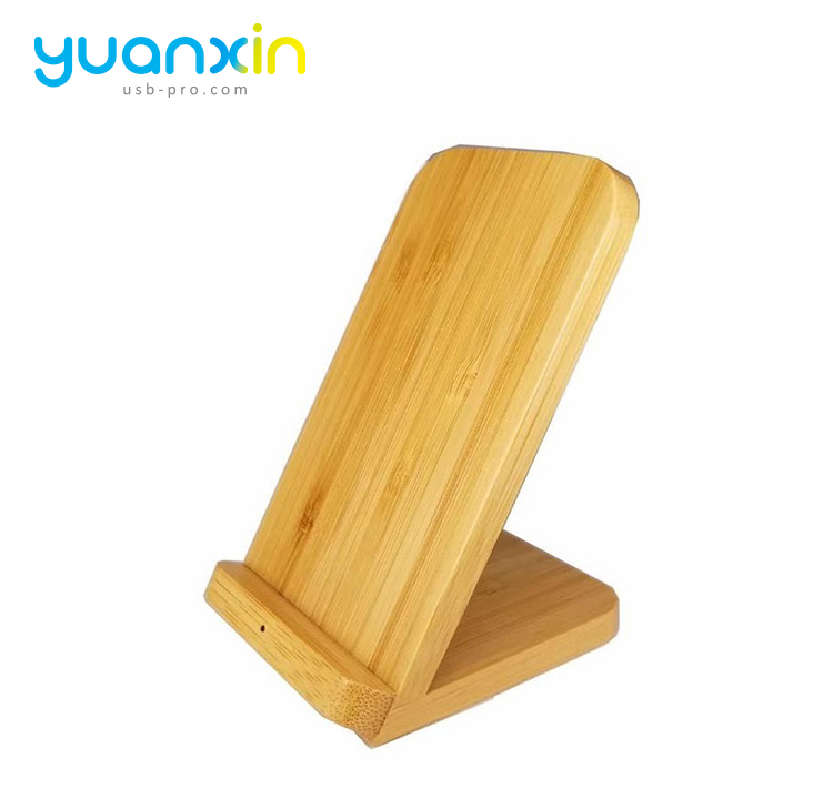 Eco Friendly Bamboo Desktop Wireless Charger with phone holder