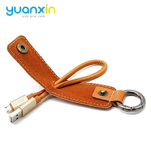 Micro PU leather keychain usb cable