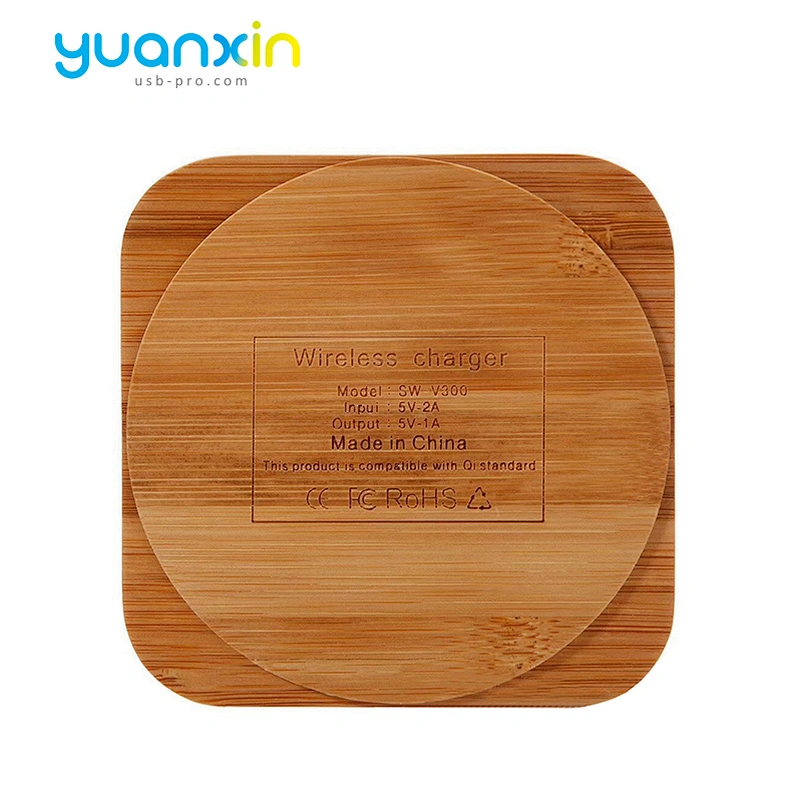 Eco Friendly Bamboo Square Desktop Wireless Charger