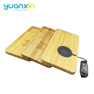 ECO Friendly Bamboo Multi Desktop Wireless Charger with desk tidy