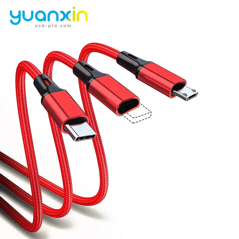 Custom 3 in 1 classic braided usb cabl