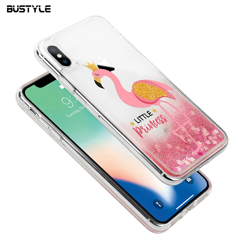 Pink sakura Glitter Dynamic Fancy bling bling shockproof Liquid Quicksand phone case for iPhone 6s 7 8 plus x xr xs max