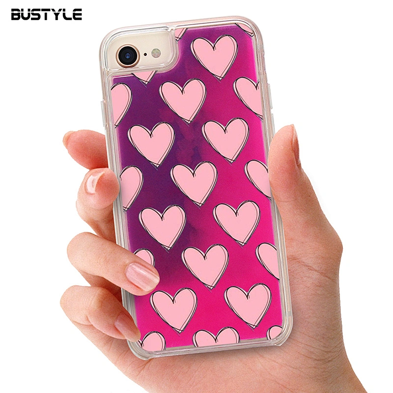 Grow in the dark Liquid Neon Quicksand Glitter Phone Case for iPhone x