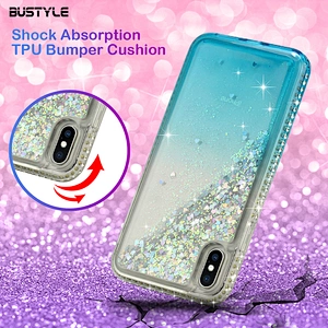 Customized design cover for iPhone 7 8 plus x xr xs max case colorful Dynamic quicksand Diamonds mobile phone case