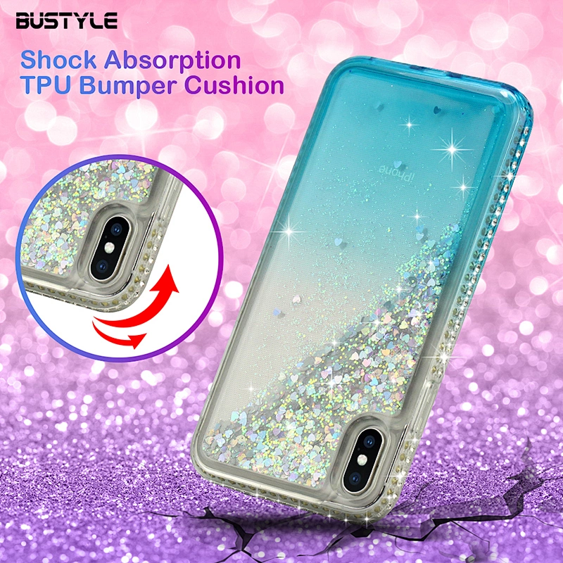 Customized design cover for iPhone 7 8 plus x xr xs max case colorful Dynamic quicksand Diamonds mobile phone case