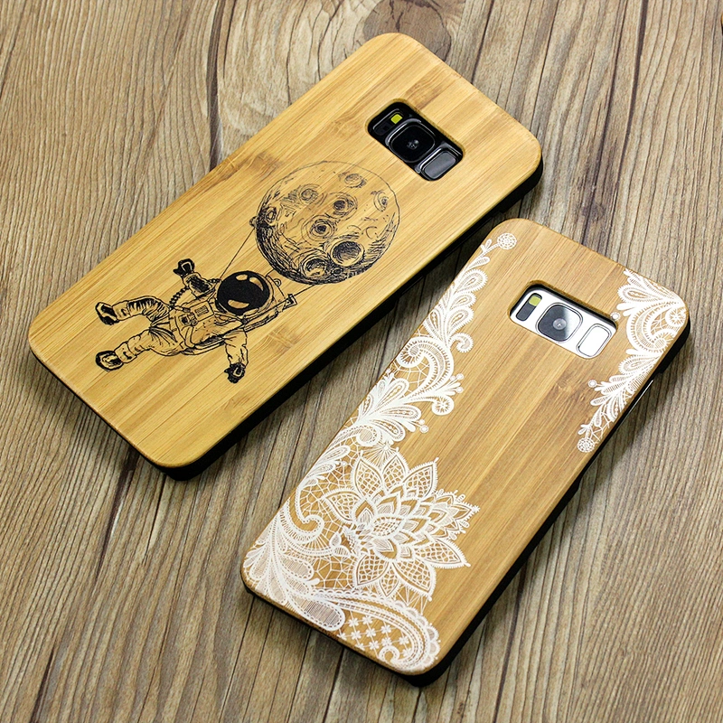 Free Customized solid bamboo wooden mobile phone accessories for Samsung Galaxy S8 S9 S10 plus note 8 9