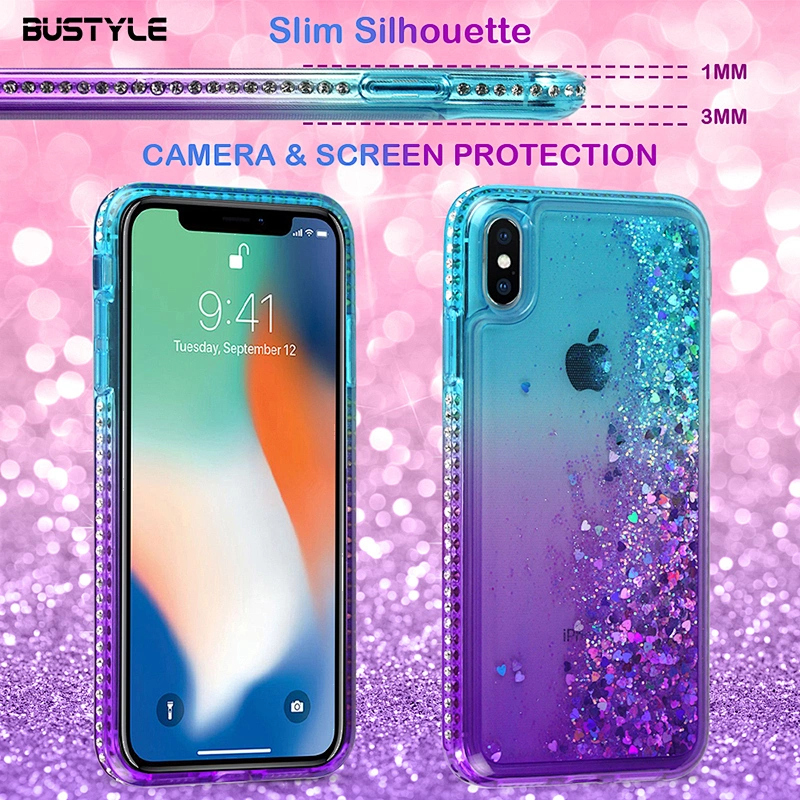 Customized design cover for iPhone 7 8 plus x xr xs max case colorful Dynamic quicksand Diamonds mobile phone case
