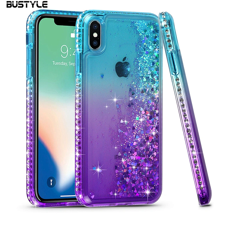 Customized design cover for iPhone 7 8 plus x xr xs max case colorful Dynamic quicksand Diamonds mobile phone case