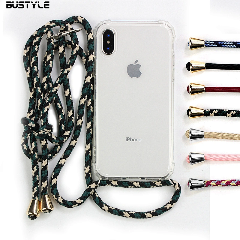 Newest design clear 3D printing Protective Anti fall Soft TPU PC necklace phone case for iPhone X XS MAX