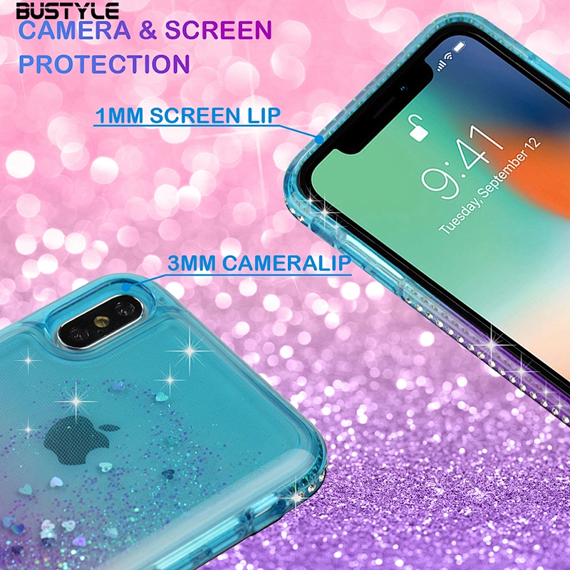 Customized design cover for iPhone 7 8 plus x xr xs max case colorful Dynamic quicksand Diamonds mobile phone case