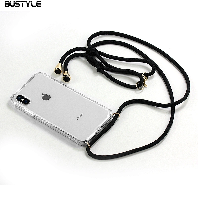 Newest design clear 3D printing Protective Anti fall Soft TPU PC necklace phone case for iPhone X XS MAX