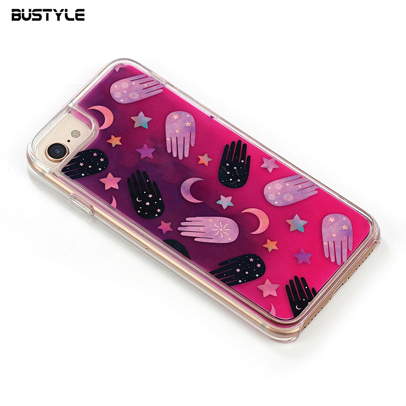 Grow in the dark Liquid Neon Quicksand Glitter Phone Case for iPhone x