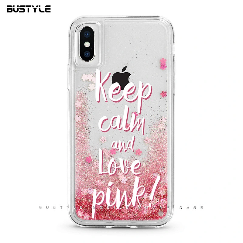 Pink sakura Glitter Dynamic Fancy bling bling shockproof Liquid Quicksand phone case for iPhone 6s 7 8 plus x xr xs max