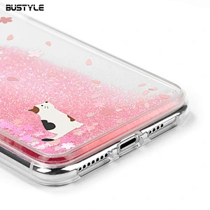 Pink sakura Glitter Dynamic Fancy bling bling shockproof Liquid Quicksand phone case for iPhone 6s 7 8 plus x xr xs max