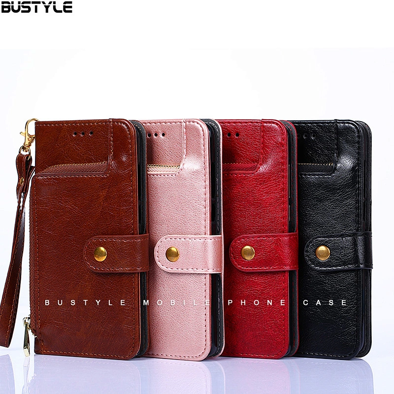 Latest PU wallet phone accessories for iPhone 8 plus xr xs anti-shock card slots stand case for Samsung Galaxy S8 9 plus