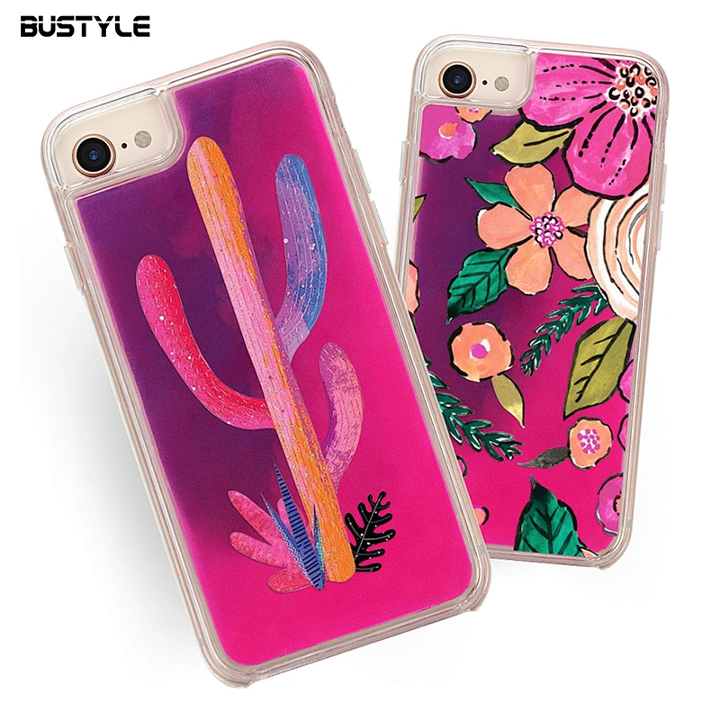Grow in the dark Liquid Neon Quicksand Glitter Phone Case for iPhone x