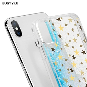 Free sample PC+TPU 2 in 1 bling bling blue sky glitter liquid stars quicksand full protection phone back cover for iPhone x xr xs max