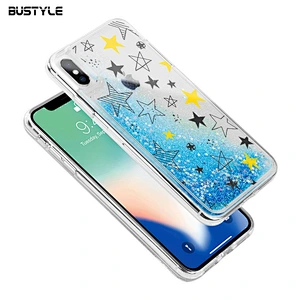 Free sample PC+TPU 2 in 1 bling bling blue sky glitter liquid stars quicksand full protection phone back cover for iPhone x xr xs max