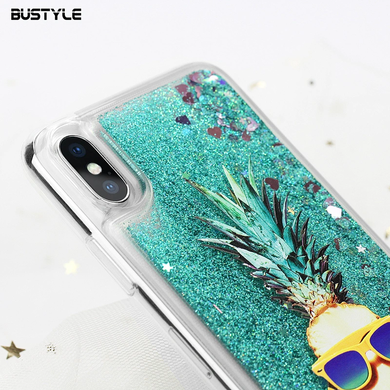Glitter liquid quicksand shockproof phone case for iPhone x