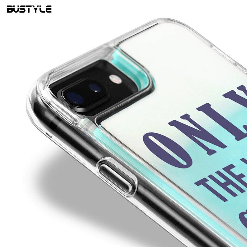 Customized logo Luminous blue sea Liquid Neon Quicksand Glitter shockproof Phone Case for iPhone x xr xs max