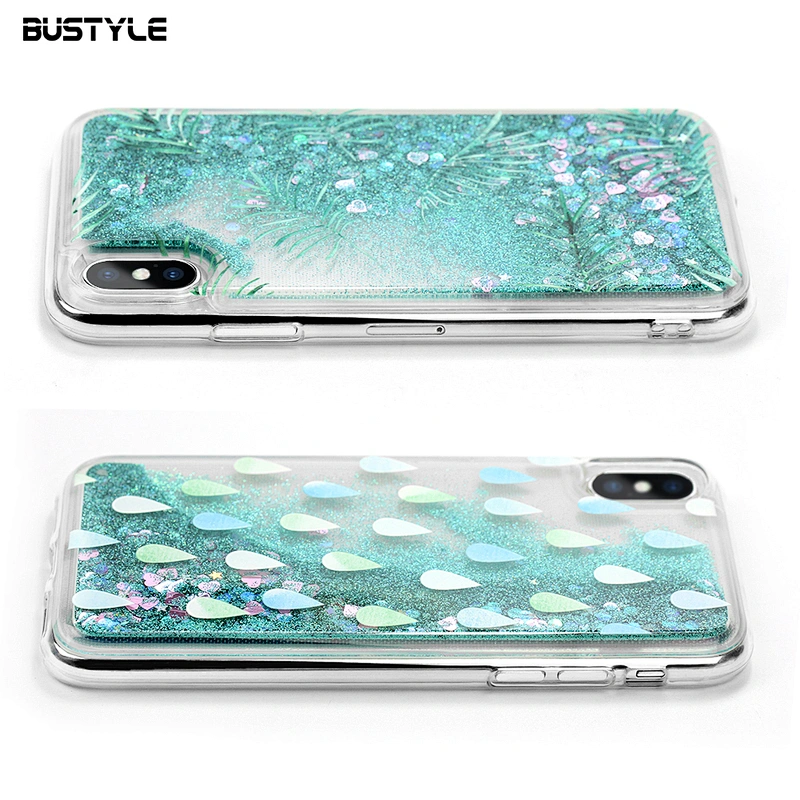 Glitter liquid quicksand shockproof phone case for iPhone x