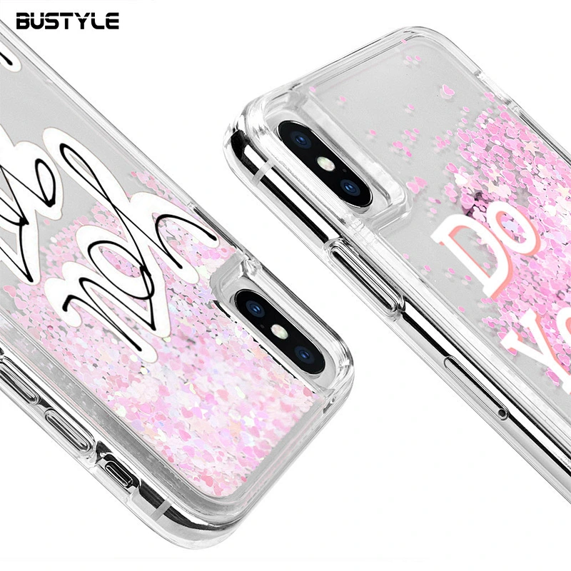 Newest Glitter love hearts Liquid Quicksand bling stars case for iPhone x xr xs max anti-shock phone cover for iPhone 6 7 8 plus