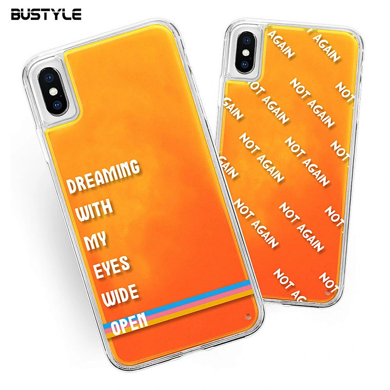 Glow in dark Liquid Neon Quicksand anti-fall custom cell Phone Case for iPhone x xr xs max