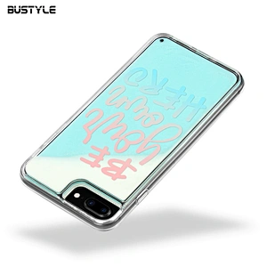 Customized logo Luminous blue sea Liquid Neon Quicksand Glitter shockproof Phone Case for iPhone x xr xs max
