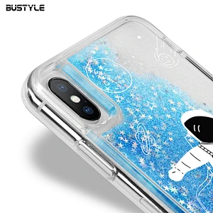 Free sample PC+TPU 2 in 1 bling bling blue sky glitter liquid stars quicksand full protection phone back cover for iPhone x xr xs max